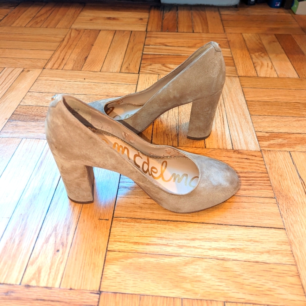 Sam Edelman Women's Pumps Suede Round Toe Block Heel - Size 5.5